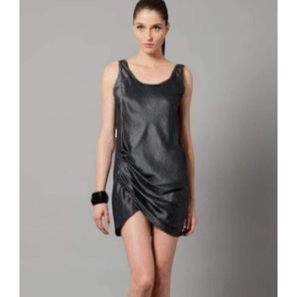 Helmut Lang NEW Black Draped Mini Satin Dress Size 0